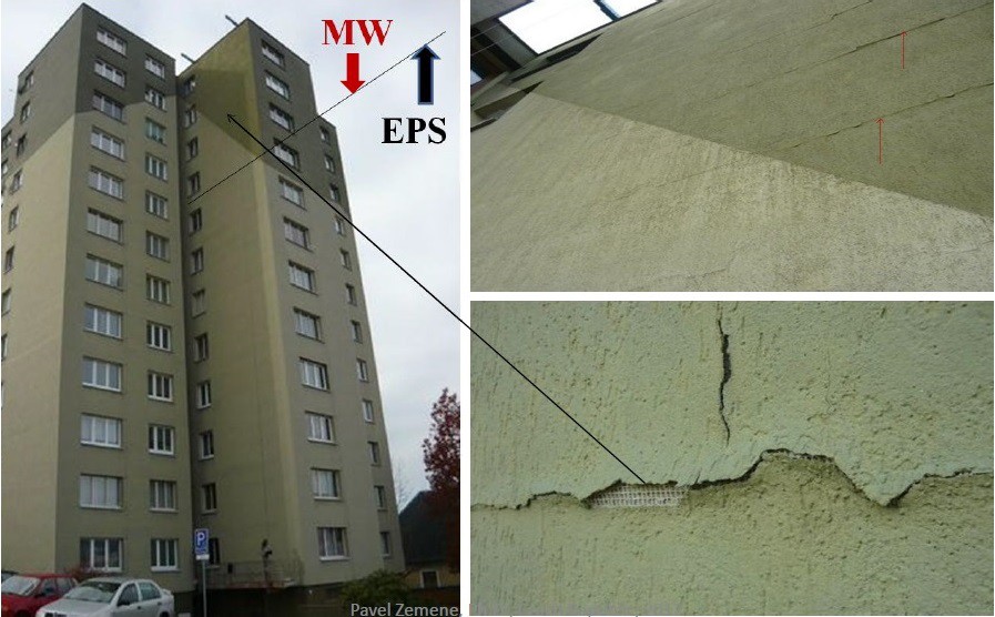 FOT. Spękania na łączeniach styropian-wełna (źródło: Pawel Zemene – Czeskie Stowarzyszenie Producentów Styropianu)