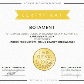 Złoty Laur klienta 2019 dla Botament