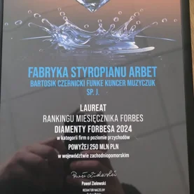 Na tegorocznej Gali Diamentów Forbesa znów znalazło się miejsce dla Fabryki Styropianu ARBET