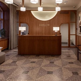 Terazzo żywiczne Mondéco Classic  w odnowionym Aparthotelu Carillon położonym w historycznym centrum Rygi