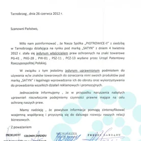 Spółka ,,PIOTROWICE-II" jedynym właścicielem praw ochronnych na znaki towarowe