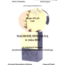 Nagroda specjalna dla GRUPY ATLAS