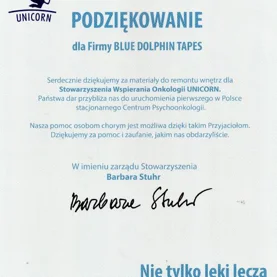 BlueDolphinTapes wspiera budowę Centrum Psychoonkologii
