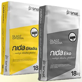Nowe 18kg opakowania gładzi NIDA Eko i NIDA Gładka