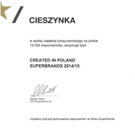 Cieszynka z nagrodą Superbrands 2014